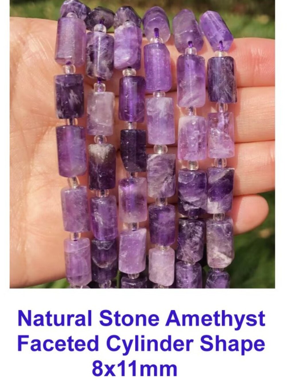 Natural Stone Amethyst Faceted Cylinder Shape Beads 8x11mm  14 Beads